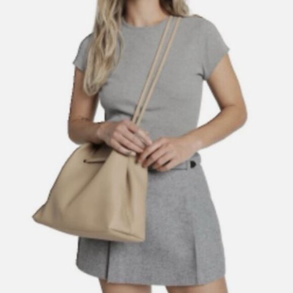 8 OTHER REASONS- Vegan Leather Slouchy Bucket Bag Beige Tan  BRAND NEW - Picture 6 of 8